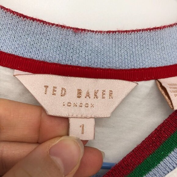 Ted Baker Kathlin Tutti Frutti Print Cotton T-shirt tropical Toucan bird print S - Picture 7 of 16